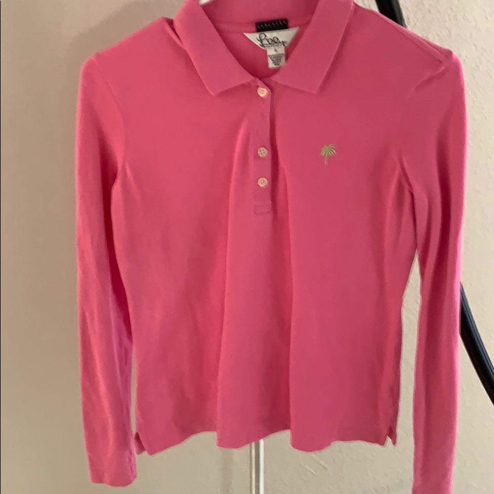 Lilly Pulitzer long sleeve pink polo